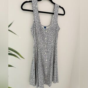 Floral Button Front Sleeveless Mini Dress
